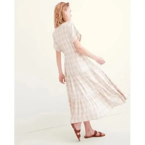 Madewell Button-Front Tiered Midi Dress in Undyed Gingham Edition (XL) - Picture 2 of 7